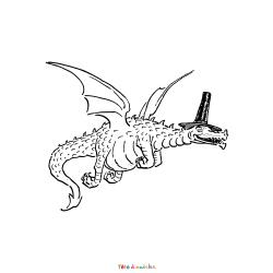 Retrouvez le Coloriage d'un dragon avec un chapeau et imprimez aux enfants un dessin avec cet animal légendaire
