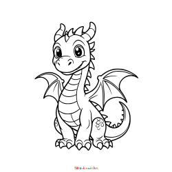Retrouvez le coloriage d'un dragon gratuit et imprimez aux enfants un dessin avec cet animal fantastique