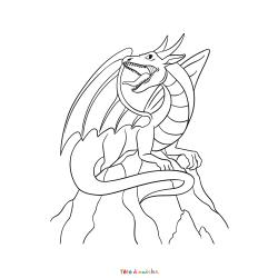 Retrouvez le coloriage d'un dragon imaginaire et imprimez aux enfants un dessin avec cette créature fantastique