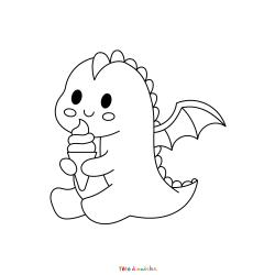 Retrouvez le Coloriage d'un dragon kawaii et imprimez aux enfants un dessin avec cette créature fantastique