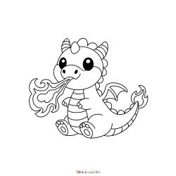 Retrouvez le Coloriage d'un dragon mignon et imprimez aux enfants un dessin avec cette créature fantastique