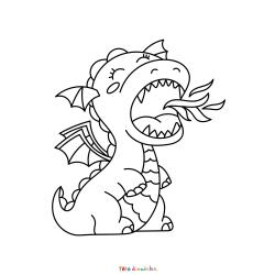 Retrouvez le Coloriage d'un dragon qui crache du feu et imprimez aux enfants un dessin avec cette créature légendaire