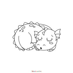 Retrouvez le Coloriage d'un dragon qui dort et imprimez aux enfants un dessin avec cet animal légendaire