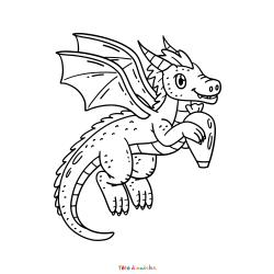 Retrouvez le Coloriage d'un dragon qui vole et imprimez aux enfants un dessin sur cet animal fantastique