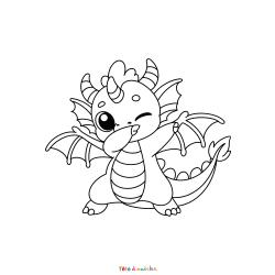 Retrouvez le coloriage d'un dragon rigolo et imprimez aux enfants un dessin avec cet animal légendaire