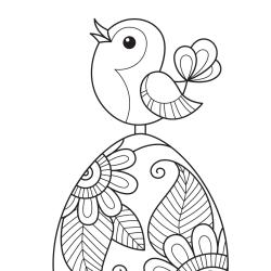 Coloriage d'un gros oiseau dans les branches