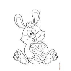 Retrouvez le coloriage d'un lapin avec son bel oeuf de Pâques et imprimez un dessin aux enfants qui aiment cette fête de printemps.