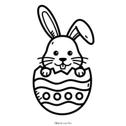 Retrouvez le coloriage d'un lapin dans un oeuf de Pâques et imprimez un joli dessin pour les fêtes