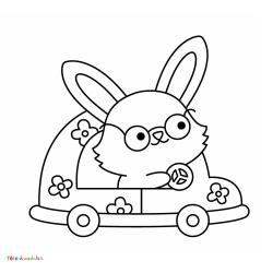 Retrouvez le coloriage d'un lapin dans une voiture et imprimez un dessin aux enfants qui aiment cette fête