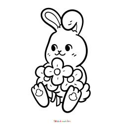 Retrouvez le coloriage d'un lapin de Pâques avec des fleurs et imprimez un dessin aux enfants un joli dessin pour les fêtes