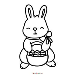 Retrouvez le coloriage d'un lapin de Pâques avec un panier et imprimez aux enfants un joli dessin pour les fêtes