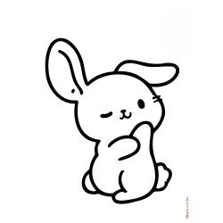 Retrouvez le coloriage d'un lapin de Pâques qui fait un clin d'oeil et imprimez aux enfants un joli dessin pour les fêtes