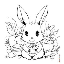 Retrouvez le coloriage d'un petit lapin assis à colorier et imprimez un dessin aux enfants qui aiment cette fête