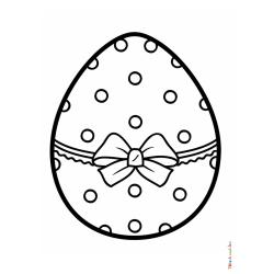 Retrouvez le coloriage d'un oeuf de Pâques à petits pois et dentelles et imprimez aux enfants un joli dessin pour les fêtes.