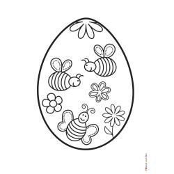 Retrouvez le coloriage d'un oeuf de Pâques avec des abeilles et imprimez aux enfants un joli dessin pour les fêtes