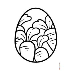 Retrouvez le coloriage d'un oeuf de Pâques avec des carottes et imprimez aux enfants un joli dessin pour les fêtes