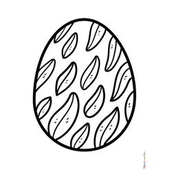 Retrouvez le coloriage d'un oeuf de Pâques avec des petites feuilles et imprimez un joli dessin aux enfants qui aiment cette fête