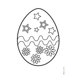 Retrouvez le coloriage d'un oeuf de Pâques avec étoiles et imprimez aux enfants un joli dessin pour les fêtes