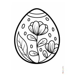 Retrouvez le coloriage d'un oeuf de Pâques avec jolies fleurs et imprimez aux enfants un dessin pour les fêtes