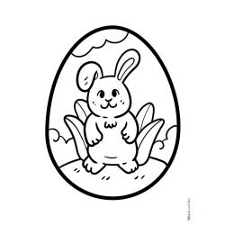 Retrouvez le coloriage d'un oeuf de Pâques décoré avec un lapin et imprimez un joli dessin pour les fêtes