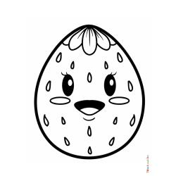 Retrouvez le coloriage d'un oeuf de Pâques fraise et imprimez aux enfants un joli dessin pour les fêtes