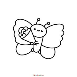 Retrouvez le Coloriage d'un papillon et de fleurs et imprimez aux enfants un dessin sur le printemps