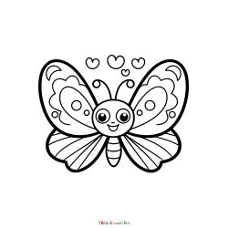 Retrouvez le coloriage d'un papillon kawaii et imprimez aux enfants un dessin pour le printemps
