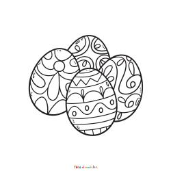 Retrouvez le coloriage d'un paquet d'oeufs de Pâques et imprimez aux enfants un joli dessin pour les fêtes