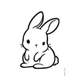Retrouvez le Coloriage d'un petit lapin avec des traits épais  et imprimez aux enfants un dessin pour les fêtes de printemps