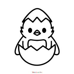 Retrouvez le coloriage d'un poussin de Pâques dans sa coquille et imprimez aux enfants un joli dessin pour cette belle fête de printemps