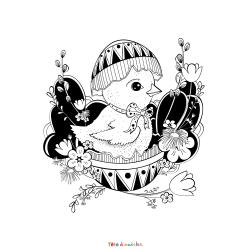 Retrouvez le coloriage d'un poussin de Pâques en PDF et imprimez aux enfants un dessin pour cette belle fête de printemps