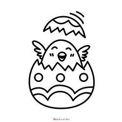 Retrouvez le coloriage d'un poussin de Pâques mignon et imprimez aux enfants un joli dessin pour cette fête de printemps