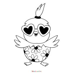 Retrouvez le coloriage d'un poussin de Pâques rigolo et imprimez aux enfants un joli dessin pour cette fête de printemps