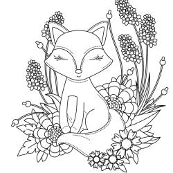 Retrouvez le coloriage d'un renard avec des fleurs et imprimez un dessin aux enfants qui aiment cet animal rusé