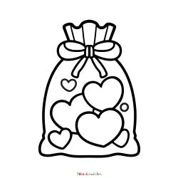 Retrouvez le coloriage d'un sac de coeurs et imprimez aux enfants un dessin plein d'amour
