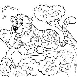 coloriage d'un tigre couché