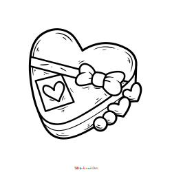 Retrouvez le coloriage d'une boîte en coeur et imprimez aux enfants un dessin plein d'amour