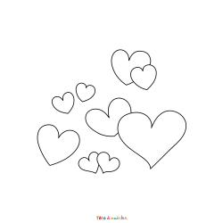 Retrouvez le coloriage d'une envolée de coeurs et imprimez aux enfants un dessin plein d'amour