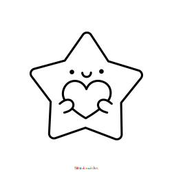 Retrouvez le Coloriage d'une étoile avec un coeur et imprimez aux enfants un dessin plein d'amour