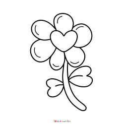 Retrouvez le Coloriage d'une fleur avec un coeur et imprimez aux enfants un dessin plein d'amour