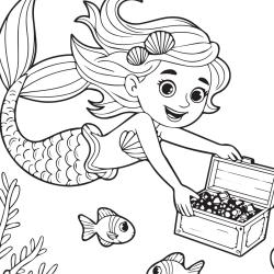 Coloriage d'une jeune sirène