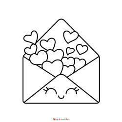 Retrouvez le Coloriage d'une lettre d'amour à imprimer et téléchargez un dessin très mignon aux enfants