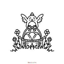 Retrouvez le coloriage d'une poule de Pâques adorable et  imprimez aux enfants un joli dessin pour les fêtes