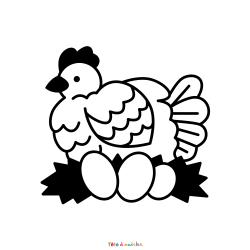 Retrouvez le coloriage d'une poule de Pâques en PDF et imprimez aux enfants un dessin pour cette belle fête de printemps
