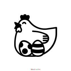 Retrouvez le coloriage d'une poule de Pâques maternelle et imprimez aux enfants un joli dessin pour le printemps
