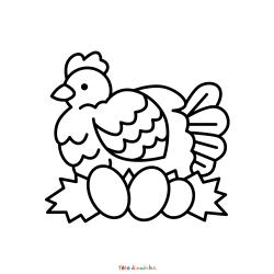 Retrouvez le Coloriage d'une poule de Pâques simple et imprimez aux enfants un joli dessin pour le printemps