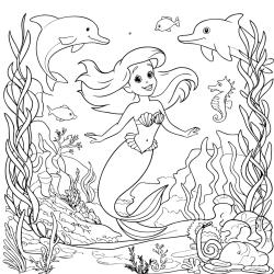 Coloriage d'une sirène