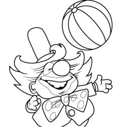 Coloriage d'un clown avec son ballon Un dessin sur le cirque et les clown pour le coloriage des enfants.