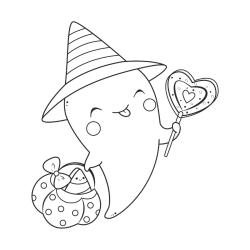 ?Coloriage d'un fantôme kawaii à imprimer avec Tête à modeler