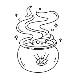 Coloriage d'un chaudron magique à imprimer avec Tête à modeler